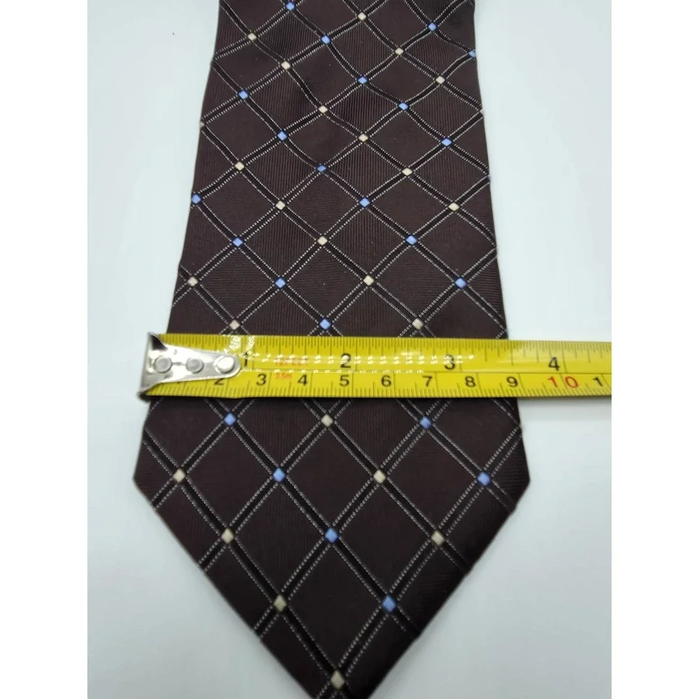 Vintage Nautica Men's Brown Silk Geometric Tie Necktie 57